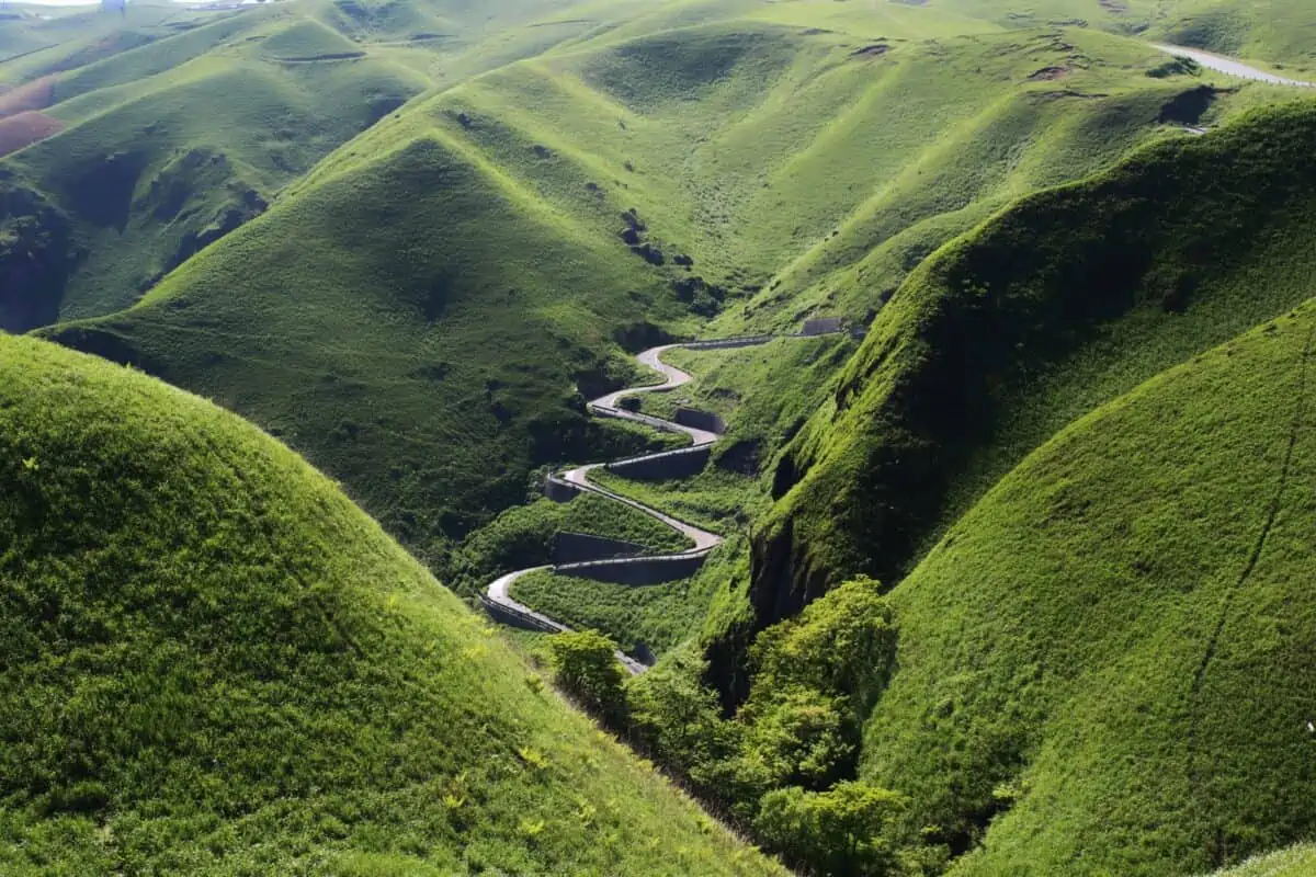 aerial view of mountain hills