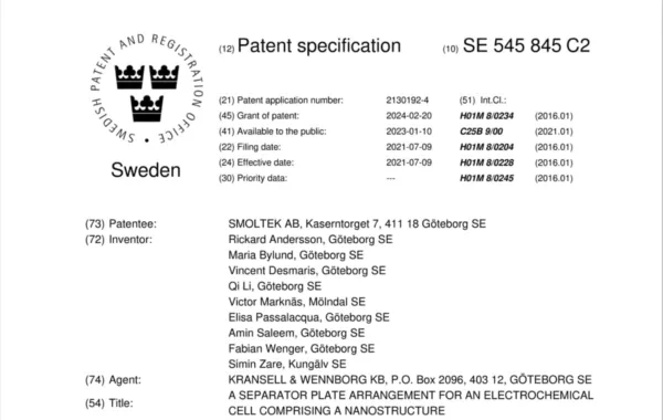 Smoltek Patent 85 Website Image