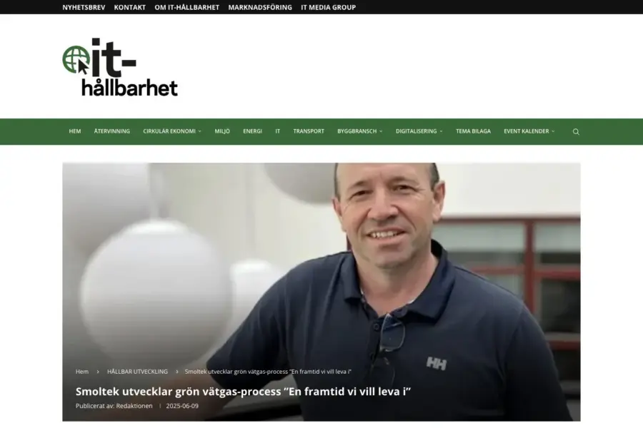 It hållbarhet smoltek utvecklar grön vätgas process en framtid vi vill leva i