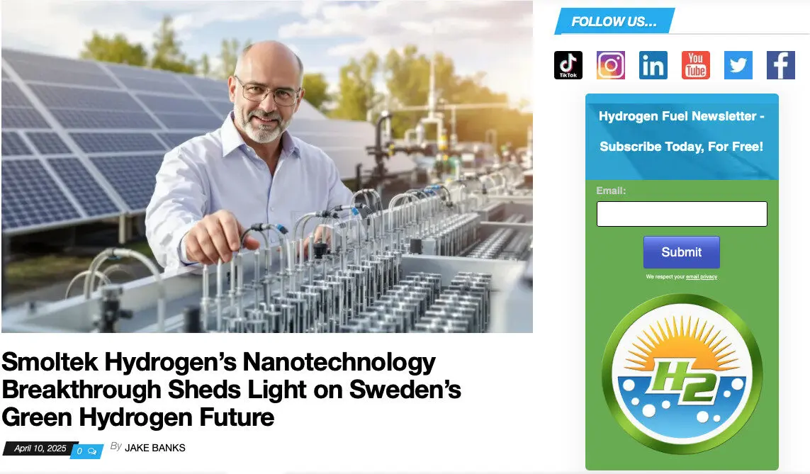 Smoltek Hydrogen’s Breakthrough in Green Hydrogen